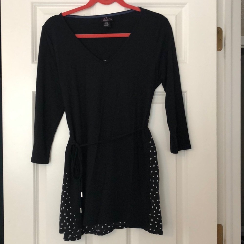 3/4 Sleeve Black Maternity Top with Polka Dot back